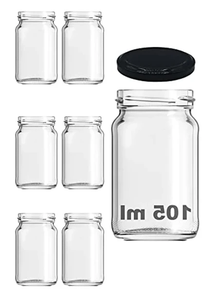 105 ml Şeffaf Cam Kavanoz, 6 Adet Metal Kapaklı Konserve Seti ürün görseli 1