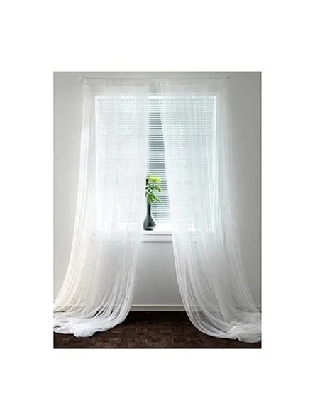 Beyaz Çift Perde, 280 cm x 300 cm Ölçüleri ile Şık Görünüm ürün görseli 1