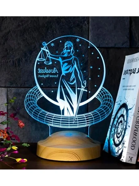 Özel Avukat Hediyesi 3D Led Lamba, Adalet Sembolü Temalı ürün görseli 1