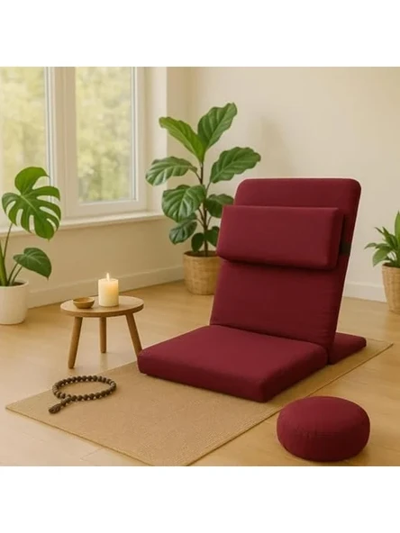 Backjack XL Meditasyon Sandalyesi, Yastıklı, 55x40x40 cm, Fermuarlı Kılıf (Bordo) ürün görseli 1