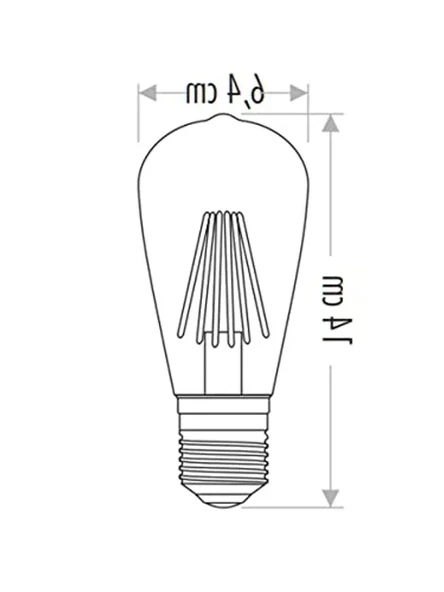 8W Rustik LED Ampul, ST64 E27, Amber Renk, Enerji Sınıfı A - Resim 3
