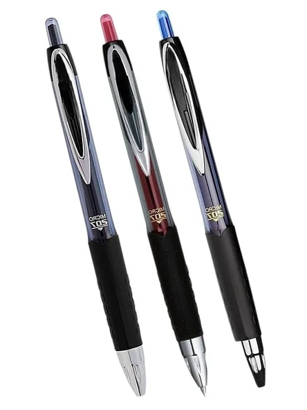 Mavi Siyah Kırmızı Pilot Kalem 3 Adet Uniball Signo Micro 207 0.5 mm Roller Uç Kalem Umn-207 İnci Uçlu Likit Mürekkepli ürün görseli 1