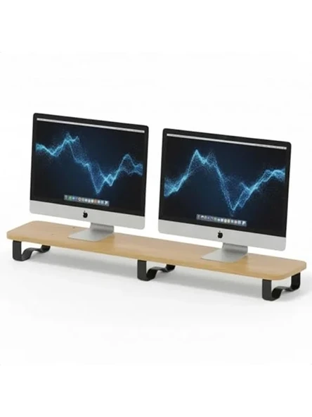 Ergonomik Ahşap Monitör Standı, Yükseltici Tasarım ile Rahat Kullanım ürün görseli 1