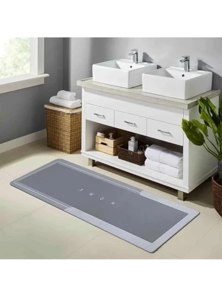 Kaymaz Tabanlı Uzun Gri Banyo Paspası, Süper Emici, 40 x 120 cm ürün görseli 1