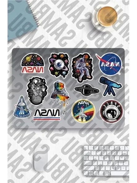 Uzay Temalı Sticker Seti, Laptop ve Telefon İçin Etiketler ürün görseli 1