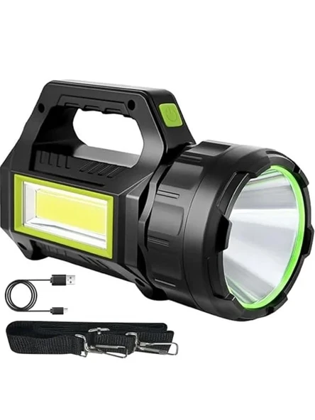Şarjlı Güneş Panelli El Feneri, 30W Led Işık ve Su Geçirmez Özellik ürün görseli 1