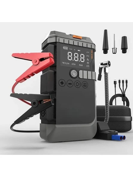 150 PSI Hava Kompresörü ve Taşınabilir Jump Starter - 12000mAh Güç, LED Fener ürün görseli 1