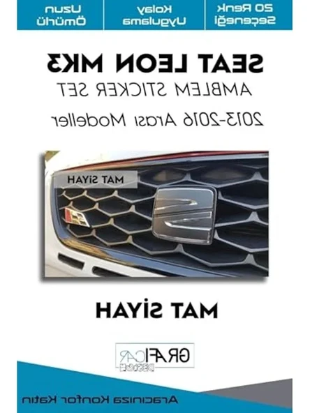 Kaplama Sticker Seti, Mat Siyah, Seat Leon Mk3 Uyumlu ürün görseli 1