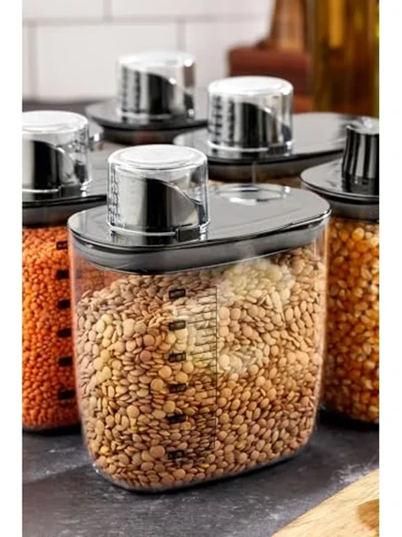 Vakumlu Erzak Saklama Kabı, Siyah Kapaklı, 1300 ml, Sızdırmaz ürün görseli 1