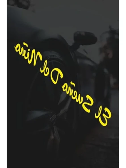 Çocuk Temalı Sarı Motor Araba Sticker, 15x2 cm ürün görseli 1