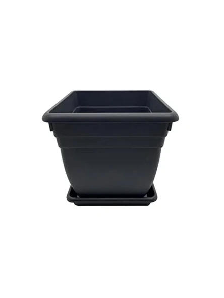 18 litre siyah kare villa saksı, modern tasarım ürün görseli 1