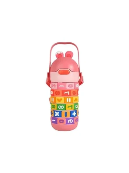 430 ml Kapasiteli Pembe Pipetli Çelik Matara - Taşınabilir ürün görseli 1
