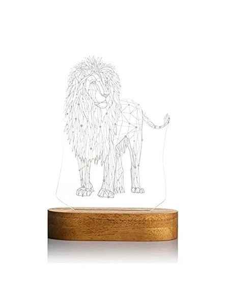 Geometrik Aslan Tasarımlı 3D LED Gece Lambası - Resim 2