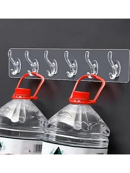 Şeffaf 6 Kancalı Askılık, Kapı Arkası ve Mutfak İçin ürün görseli 1
