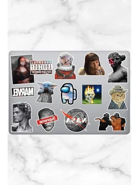 Aesthetic Temalı 14 Adet Laptop Sticker Seti, Yaratıcılığınızı Konuşturun ürün görseli 1