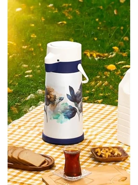 Porsima 161720-805 Çiçek Desenli Sıcak-Soğuk İçecekler İçin Pompalı Termos 1.8Lt ürün görseli 1