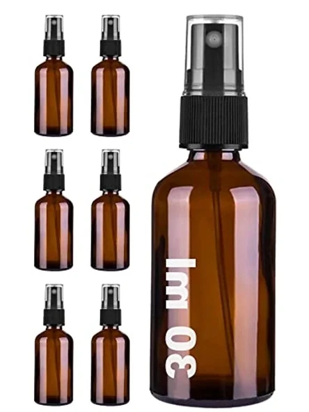 Spreyli Amber Cam Şişe, Sızdırmaz Kapaklı, 30 ml, 6 Adet ürün görseli 1