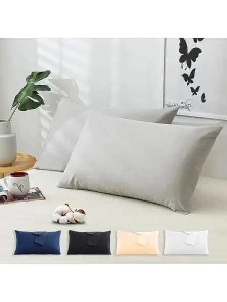Kapaklı Pamuklu Yastık Kılıfı, 50x70 cm, Yumuşak Düz Renk ürün görseli 1