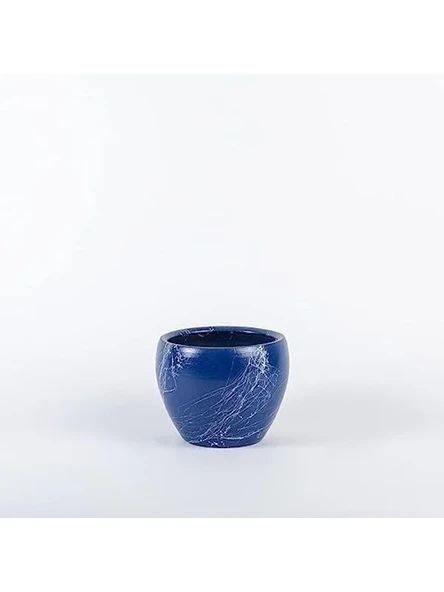 Beyaz Mermer Desenli Mavi Kaktüs Saksısı, Şık Tasarım ürün görseli 1