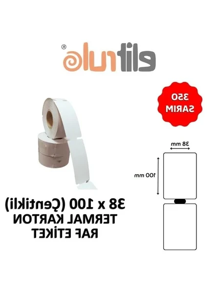Çentikli Termal Karton Etiket 38mm x 100mm - 350 Adet ürün görseli 1