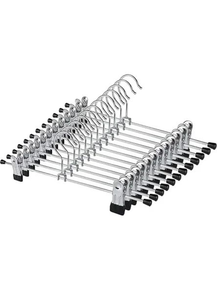 5’li Metal Pantolon ve Etek Askısı, Ayarlanabilir ve Dönebilir Kanca ürün görseli 1