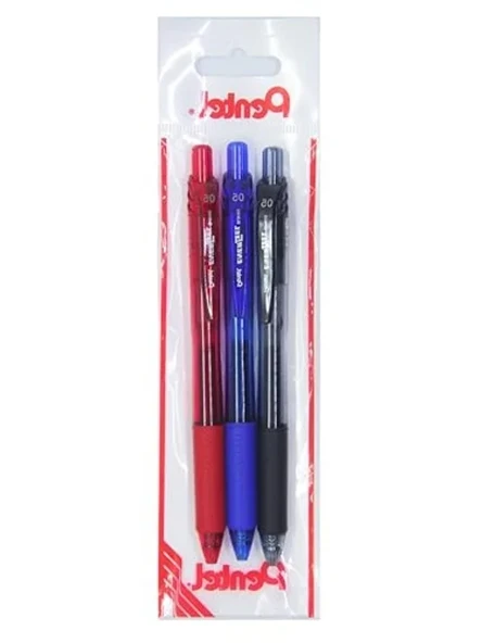 0.5 mm Likit Roller Kalem Seti, Siyah, Mavi, Kırmızı - 3'lü ürün görseli 1