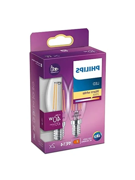 2'li Paket 40W Led Mum Ampul, 2700K Beyaz Işık, E14 Duy ile Ekonomik Çözüm ürün görseli 1