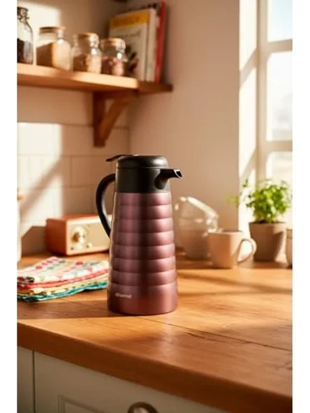 Rose Renk Çelik Termos, 2 Litre Kapasite - Resim 3