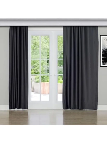 Antrasit Renk 200x260 cm Karartma Fon Perde, Özel Dokuma Kumaş ürün görseli 1