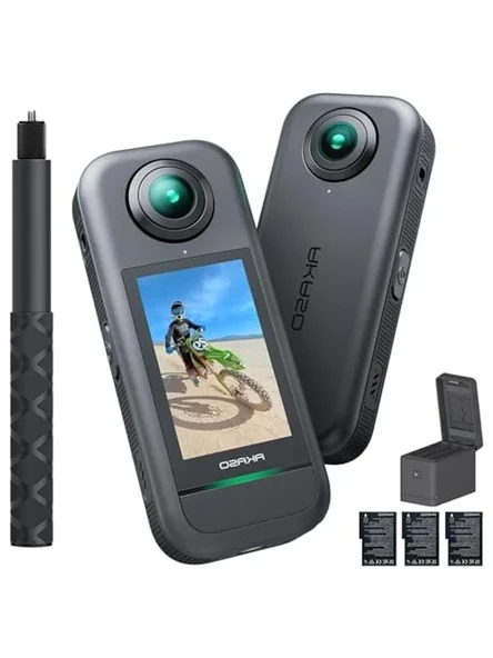 AKASO 360 Hava Koşullarına Dayanıklı 360 ° Aksiyon Kamerası Oluşturucu Combo - 5.7K 360 Video, 1/2 "48MP Sensörler, 72MP 360 Fotoğraf, 360-SuperSmooth, Dokunmatik Ekran, Görünmez Selfie Çubuğu, 360 ° ürün görseli 1