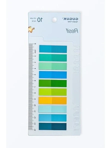 Şeffaf Pet Index, 10 Renkli Cetvelli, Sticky Note ürün görseli 1