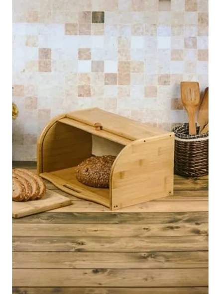 Bambu Kapaklı Büyük Ekmek Dolabı, Çok Amaçlı Kullanım için Uygun ürün görseli 1