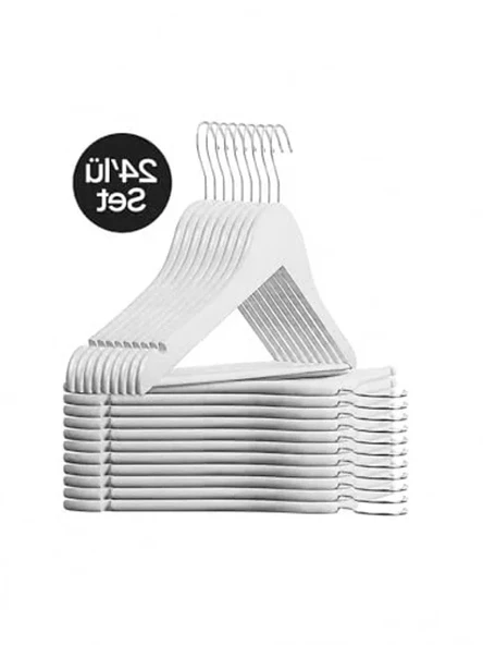 24 Adet Ahşap Görünümlü Plastik Elbise Askısı, Dayanıklı ve Modern Depolama Çözümü ürün görseli 1