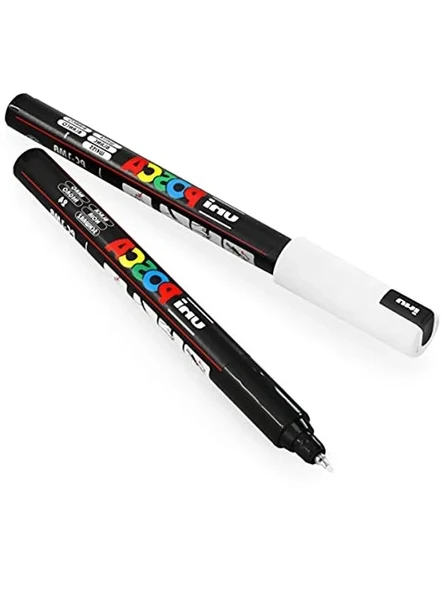 0.7 mm Siyah ve Beyaz Boya Marker Kalemi, İki Adet Paket ürün görseli 1