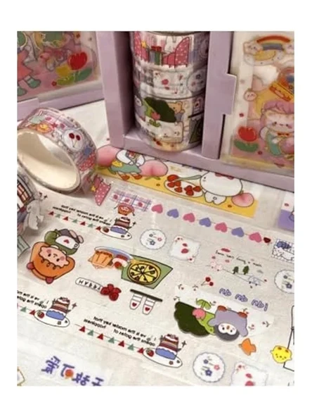 Şeffaf Kutu ile Sticker ve Washi Bant Seti, 4'lü - Resim 3