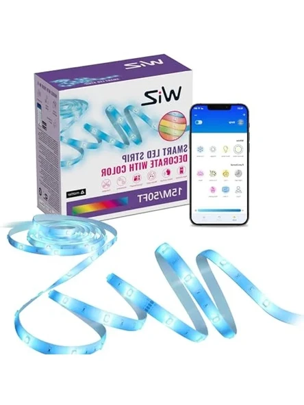 WiZ RGB LED ışık şeridi, 15 m, ayarlanabilir, 16 milyon renk + beyaz tonları, önceden ayarlanmış ışık modları, WLAN'ınıza bağlanır, ses/uygulama kontrolü, Google Home, Alexa ve HomeKit ile çalışır ürün görseli 1
