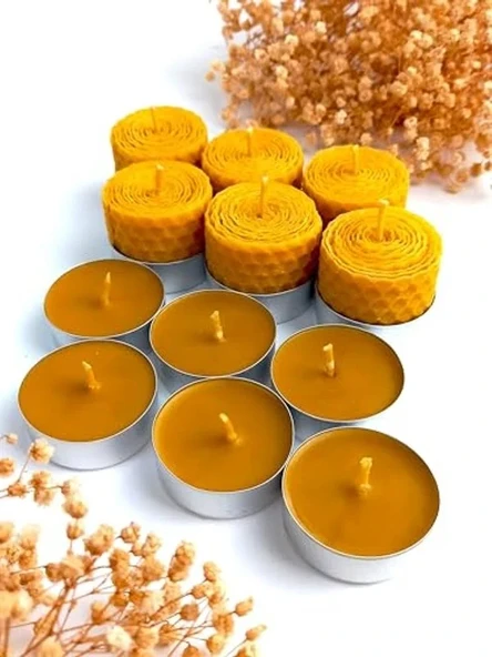 Doğal Balmumu Tealight Mum Seti, 12 Adet, Sarma ürün görseli 1