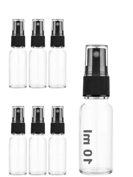Şeffaf Cam Şişe, 10 ml, Sızdırmaz Kapaklı, 6 Adet ürün görseli 1