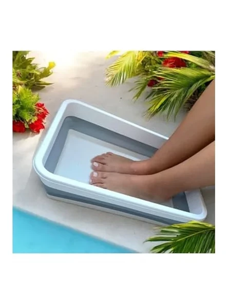 Katlanır Badya Pedikür Leğeni, 8 Litre Kapasite, Beyaz/Gri ürün görseli 1