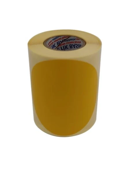 Kuşe Daire Renk Baskılı Çap Etiketi 100mm Daire Ölçülerinde Yuvarlak Çıkartma Sticker Ruloda 250 Adet Kendinden Yapışkanlı Rulo Etiketi Barkod Yazıcılar ile Uyumlu 40mm Kuka (Sarı) ürün görseli 1