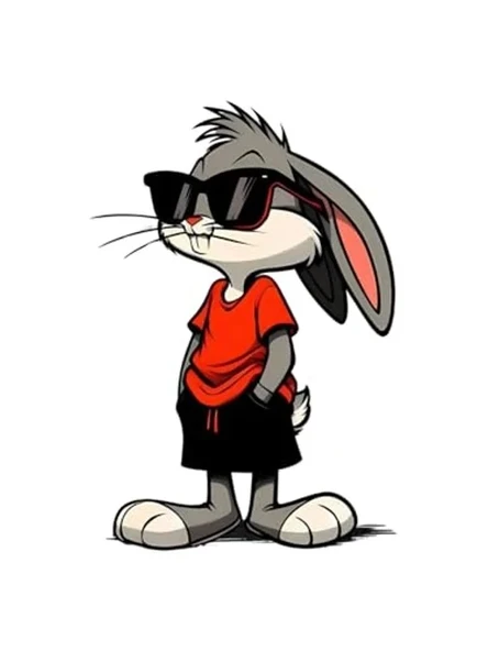 Çok Renkli 14x9,5 cm Bugs Bunny Sticker, Araba ve Laptop İçin ürün görseli 1