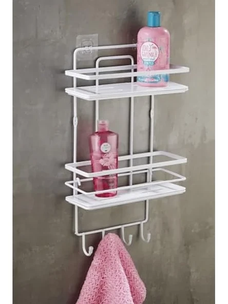 Ayarlanabilir Yapışkanlı Raf, Banyo Düzenleyici, Beyaz ürün görseli 1