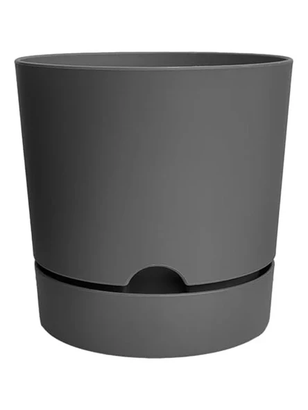 Gri Renkli Drenajlı Plastik Saksı, 9 Litre Hacim ve 25 cm Boyut ile Çiçekler İçin ürün görseli 1