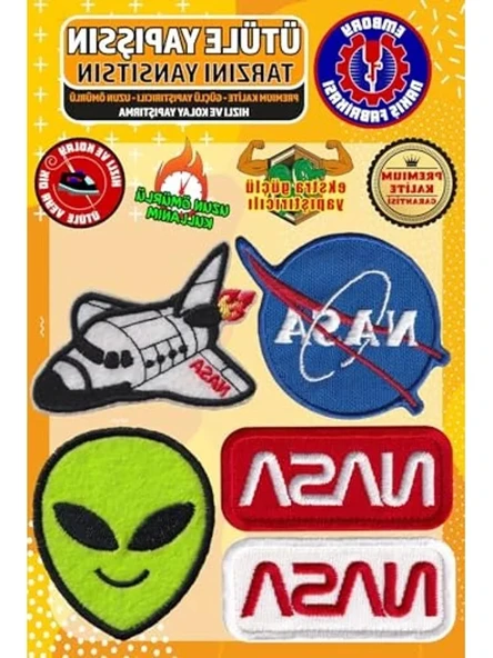 Ütü ile Yapışan NASA Uzay Seti Arma Yama, 5 Adet, Kolay Uygulama ürün görseli 1