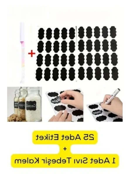 25 Adet Silinebilir Baharat Etiketi - Kalem ile Set ürün görseli 1