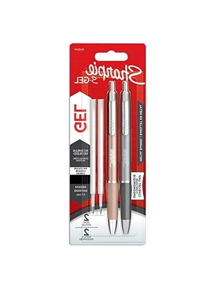 Metal Jel Kalem Seti, 0.7 mm Uç, 2'li Paket, Siyah Mürekkep ürün görseli 1