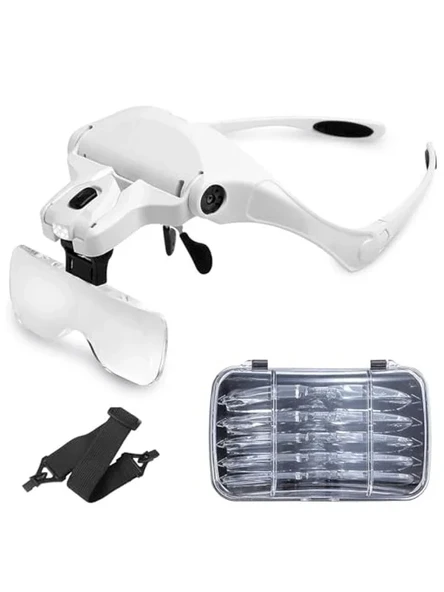 5 Lensli LED Işıklı Büyüteç Gözlük, Tekrar Kullanılabilir, Ergonomik ürün görseli 1
