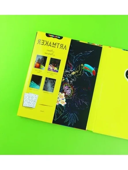 16 Panel Kazımalı Boyama Seti, Şablon ve Kalemli Scratch Art - Resim 3