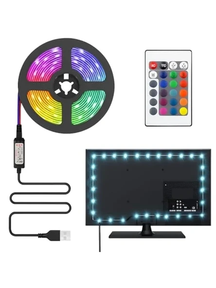 USB Girişli RGB Şerit LED Işık Seti, 3 Metre Uzunlukta, 352 Renk Seçeneği ürün görseli 1