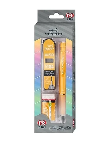 Kalem ve Silgi Seti, 0.7 mm Uç, Hardal Sarısı, 3 Adet ürün görseli 1